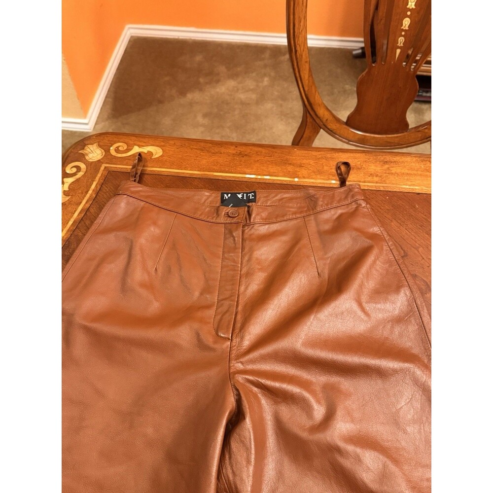 Mixit Women's Vintage 100% Leather Fashion Dress Pants Size 12 Brown Y2K Rock